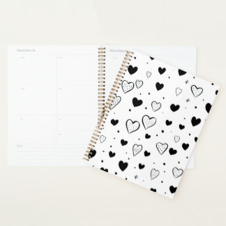 Minimalist Heart Notebook – Black and White Cute Planner