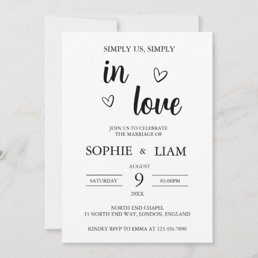 Minimalist Heart Wedding Invitation (Devant)