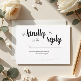 Minimalist Heart Wedding RSVP Card Kaartje