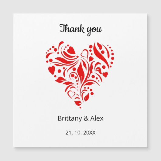 Minimalist Heart Wedding Thank You Card – Custom (Voorkant)