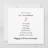 Minimalist Hearts Happy 3rd Wedding Jubileum Kaart (Voorkant)