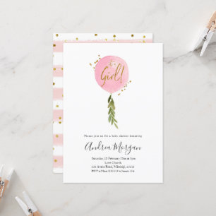 Minimalist Het is een meisje roze Ballon baby show Kaart