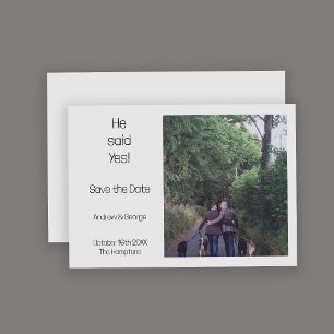 Minimalist Hij zei Ja Foto Gay Grey Bruiloft Save The Date