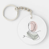 Minimalist Hijab Line Art Circle -Acrylic Keychain (Voorkant)