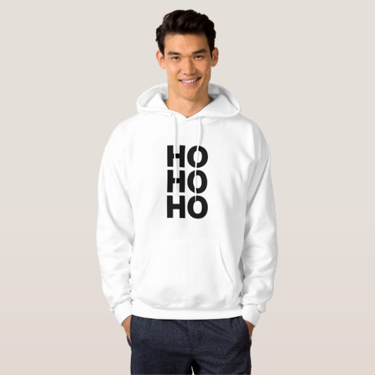 Minimalist Ho Ho Ho Christmas Hoodie – Black Typog (Voorkant volledig)