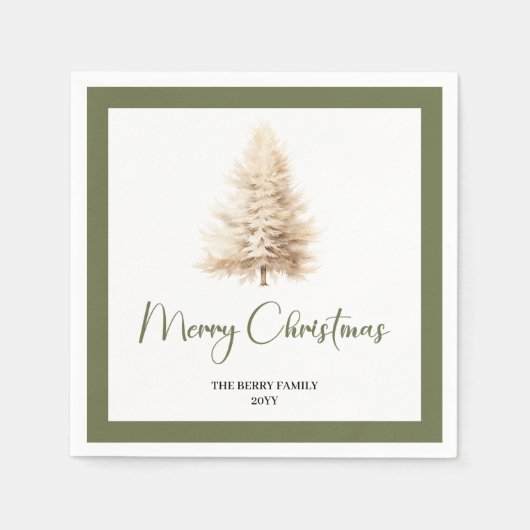 Minimalist Holiday Christmas Tree Custom Napkins Servet (Voorkant)
