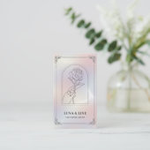 Minimalist Holographic Floral QR Code  Visitekaartje (Staand voorkant)