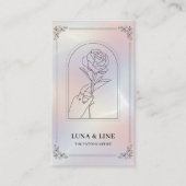 Minimalist Holographic Floral QR Code  Visitekaartje (Voorkant)