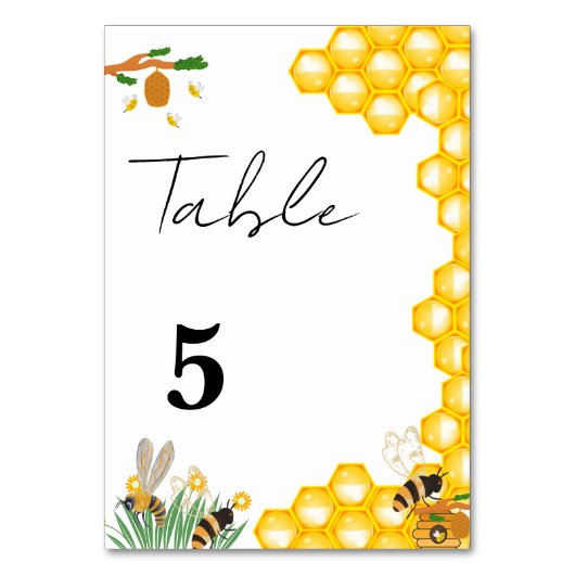 Minimalist Honey bee bruiloft tafel nummer Kaart (Achterkant)