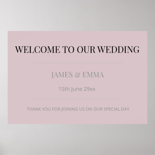 Minimalist Horizontal Wedding Dusky Rose Poster (Voorkant)