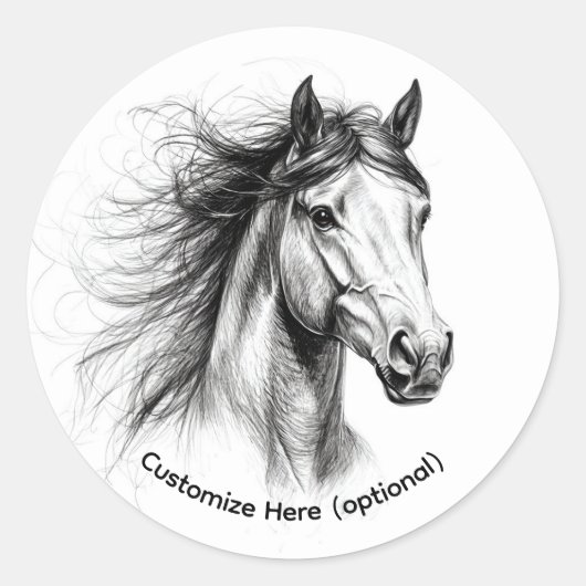 Minimalist Horse Line Art Drawing Sticker (Devant)