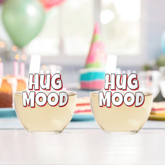 Minimalist “Hug Mood” – Cute Quote Wijnglas Zonder Voet