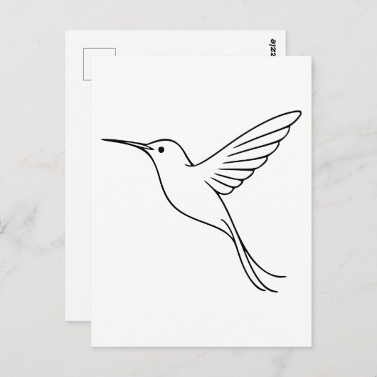 Minimalist Hummingbird Line Art in Flight Briefkaart (Voorkant / Achterkant)