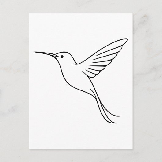 Minimalist Hummingbird Line Art in Flight Briefkaart (Voorkant)