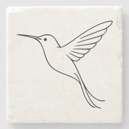 Minimalist Hummingbird Line Art in Flight Stenen Onderzetter