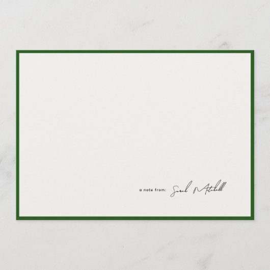 Minimalist Hunter Green Border Personalized Script Notitiekaartje (Voorkant)