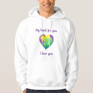 Minimalist Ik hou van je regenbooghartValentijn Hoodie