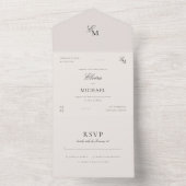 Minimalist Ivory Editorial Wedding All In One Uitnodiging (Binnen)
