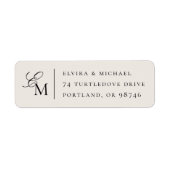Minimalist Ivory Editorial Wedding Monogram Etiket (Voorkant)