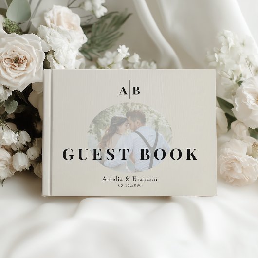 Minimalist Ivory Photo Wedding Gastenboek