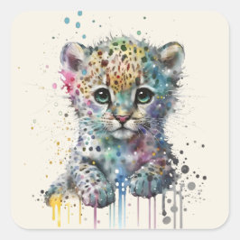 Minimalist Ivory Watercolor Leopard Pattern Vierkante Sticker