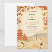 Minimalist Japanese Cherry Blossom Wedding Kaart (Voorkant / Achterkant)