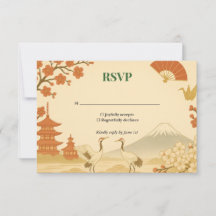 Minimalist Japanese Cherry Blossom Wedding RSVP 
