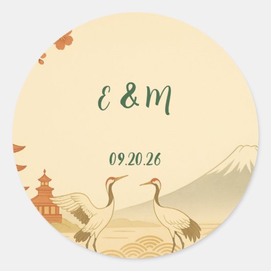 Minimalist Japanese Cherry Blossom Wedding Sticker (Devant)