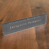 Minimalist Jet Black Plain Elegant Modern Naambordje (Zijkant)