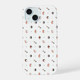 Minimalist Kawaii Sushi Pattern Cute Japanese Food iPhone 15 Hoesje