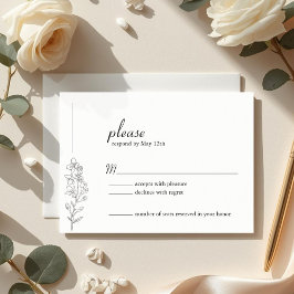 Minimalist Larkspur Wedding RSVP Card Kaartje
