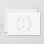 Minimalist Laurel Monogram Wedding RSVP Cards (Dos)