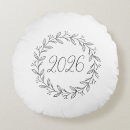 Minimalist Laurel Wreath 2026  Rond Kussen