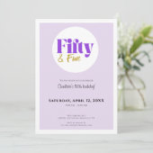 Minimalist Lavender and Gold 50th Birthday Kaart (Staand voorkant)