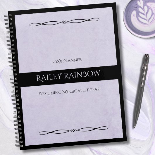 Minimalist Lavender Black Monogrammed Co-worker