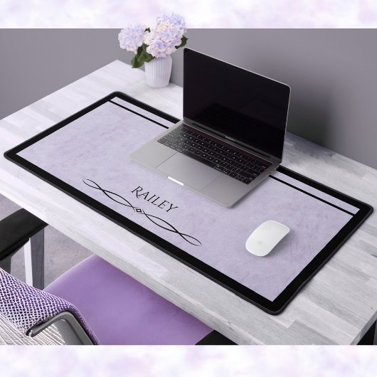 Minimalist Lavender Black Monogrammed Co-worker Bureaumat