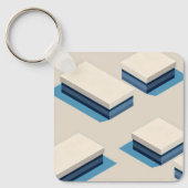 Minimalist layered rectangular modules with blue sleutelhanger (Voorkant)