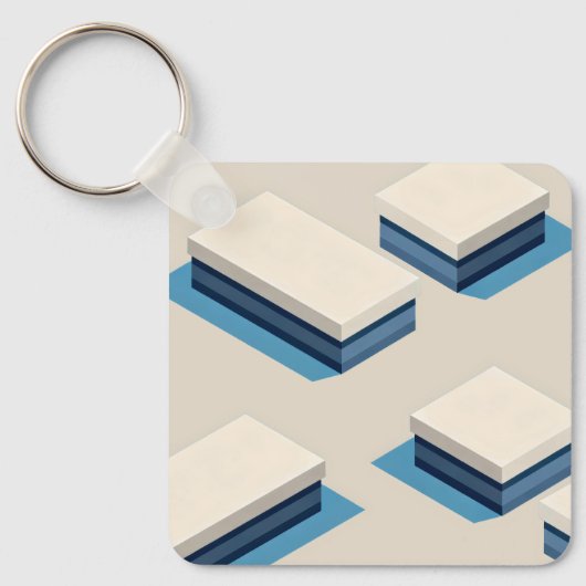 Minimalist layered rectangular modules with blue sleutelhanger (Voorkant)