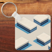 Minimalist layered rectangular modules with blue sleutelhanger (Voorkant)