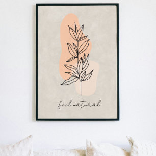 Minimalist Leaves Line Art abstract poster