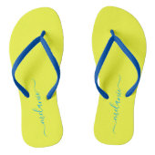 Minimalist Lemon Custom Script Name Teenslippers (Voetbed)