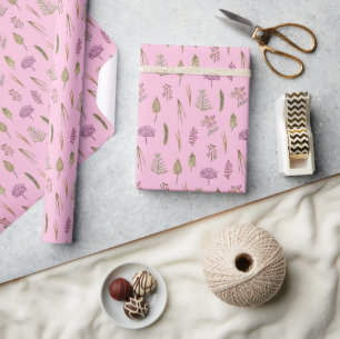 Minimalist Leuk Engels Roze Paarse Bloemen Cadeaupapier