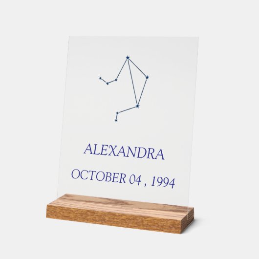 Minimalist Libra Constellation Acrylic Sign - Pers (Angle)