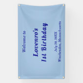 Minimalist Light Blue Kids Birthday Banner (Verticaal)