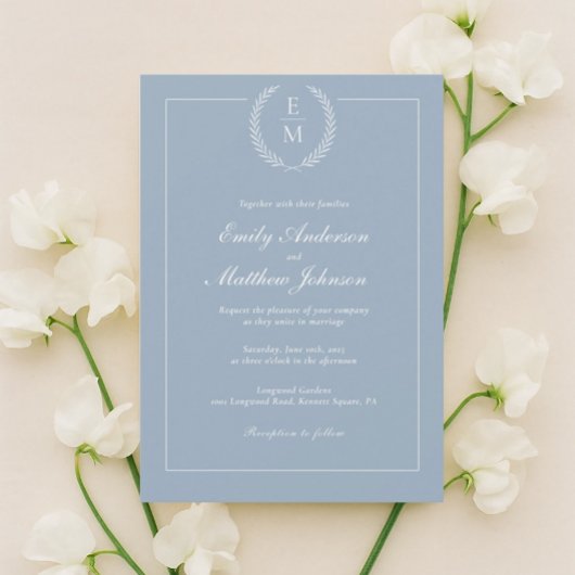 Minimalist Light Blue Wedding Invitation