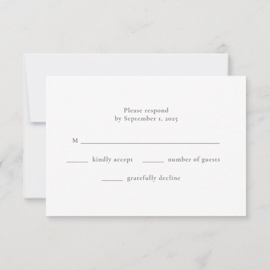 Minimalist Light Gray White RSVP Card (Dos)
