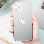 Minimalist Line Art Cat With Clover Aesthetic Sticker (Telefoon)