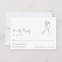 Minimalist Line Art Couple Wedding RSVP Card