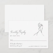 Minimalist Line Art Couple Wedding RSVP Card (Devant / Derrière)