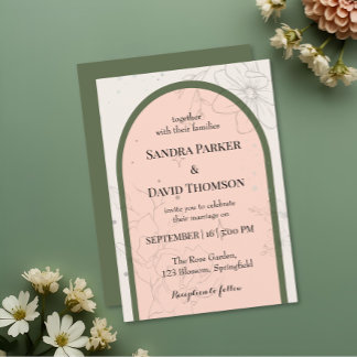 Minimalist Line Art Floral Arch Wedding  Kaart